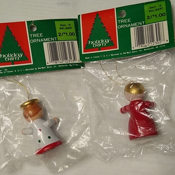 🟢Vintage 1980s wooden Christmas tree ornaments in Org. Pkg. - Picture 2 of 6